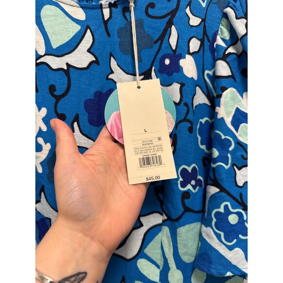 RHODE Zinnia Floral Print Wide Leg Resort Jumpsuit Blue Linen Blend Size Large - Picture 8 of 9